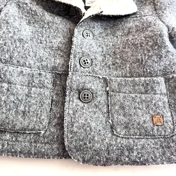 Zara boys gray polar fleece wool blend coat fall spring jacket size 9-12 months - Picture 5 of 8